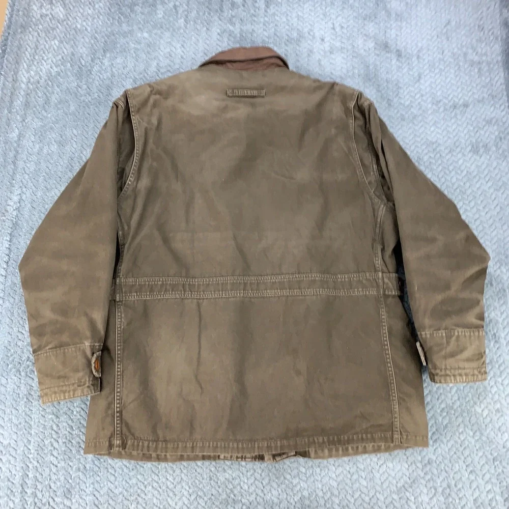 Dockers Field Jacket Mens Large Brown Plaid Lined Canvas Barn Coat DM8857P